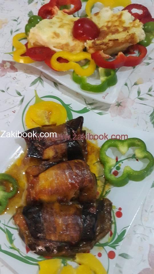 باذنجان رول محشي لحم مفروم