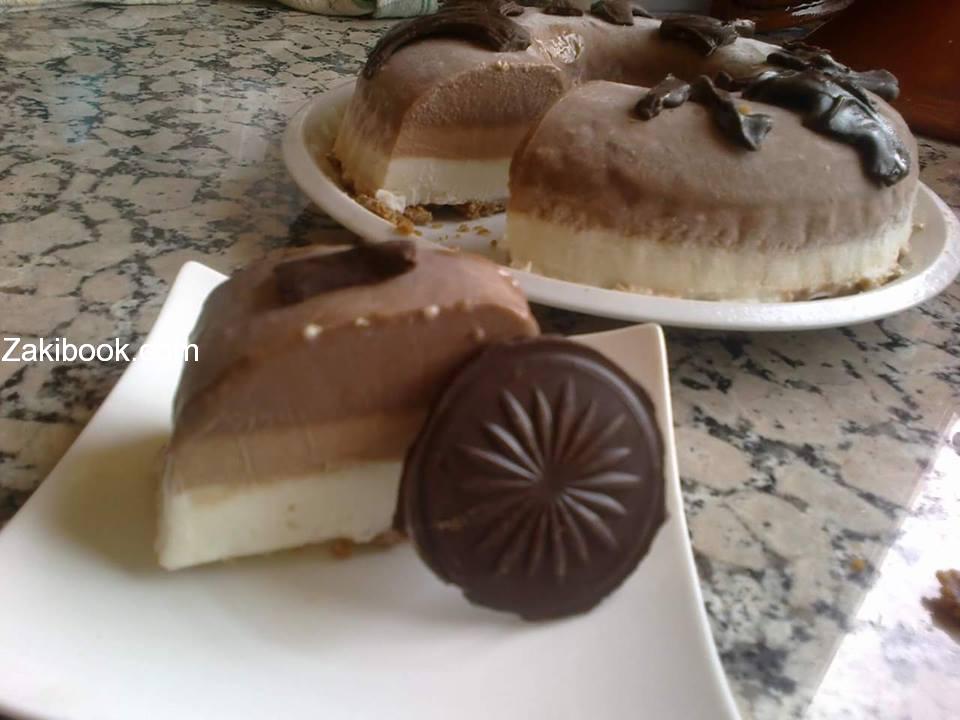 كيكة طبقات الشكولاتة الباردة