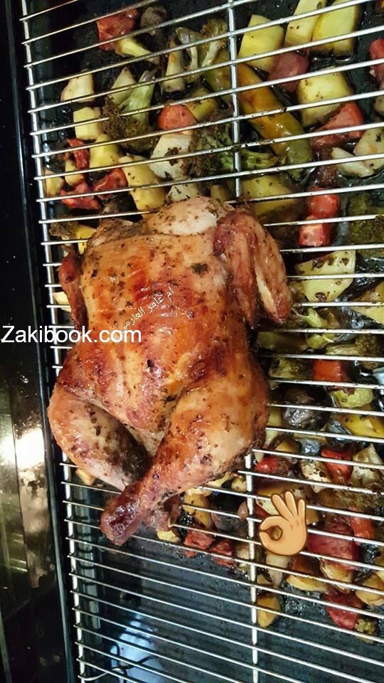 دجاج مشوي مع الخضار
