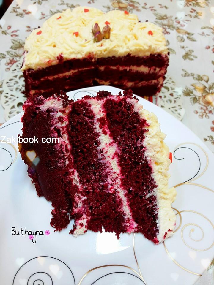 الكيكة المخملية الحمراء الوصفة بالتفصيل والشرح الوافي