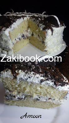 كيك اسفنجي خفيف بحشوة الاريو والنوتيلا