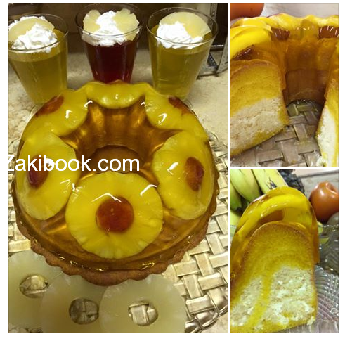 كيكة الجيلو بالاناناس بطريقة الشيف منال العالم