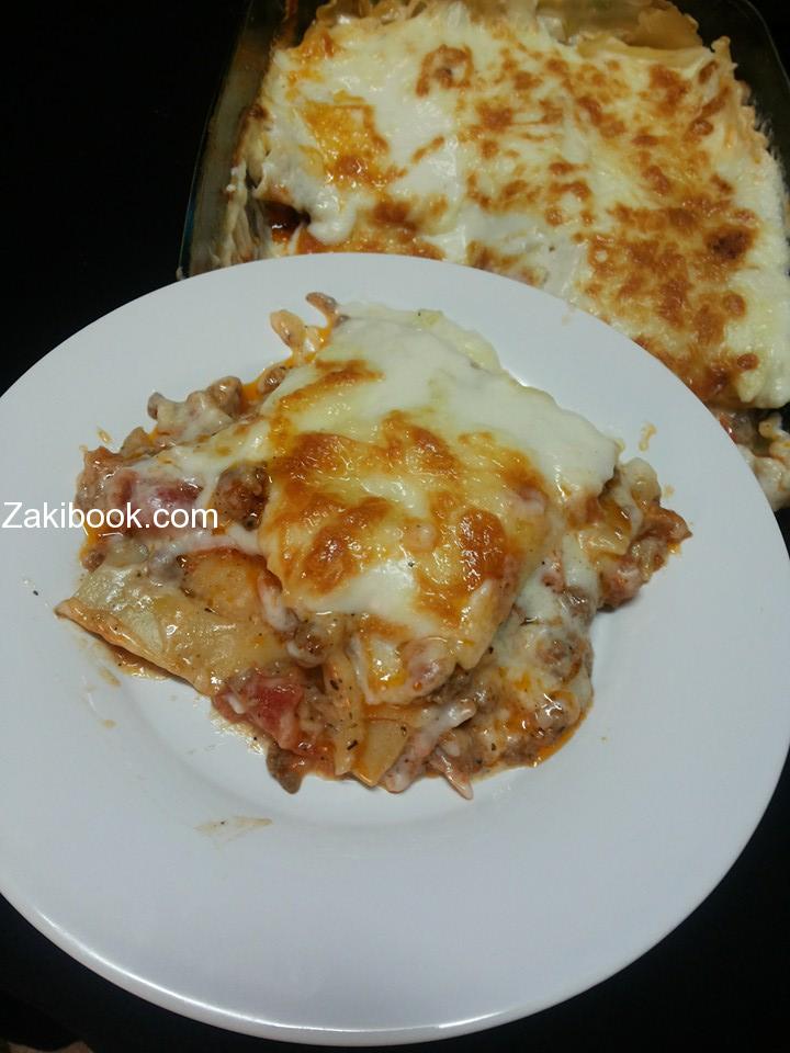 طريقة عمل لزانيا بالبشاميل خطوة بخطوة مع الصور