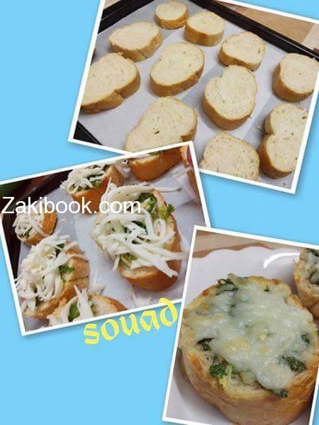 خبز بالثوم وجبنة الموزريلا 