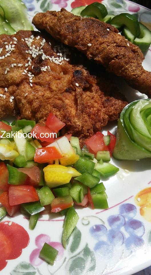 سنتشل دجاج مع معكرونه بالخل والزعتر والنعنع