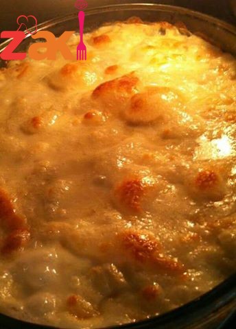 غراتان المعكرونه بالجبنه والكريمة كنزلة بيتنجان ورز اشي زاكي و ناهي 