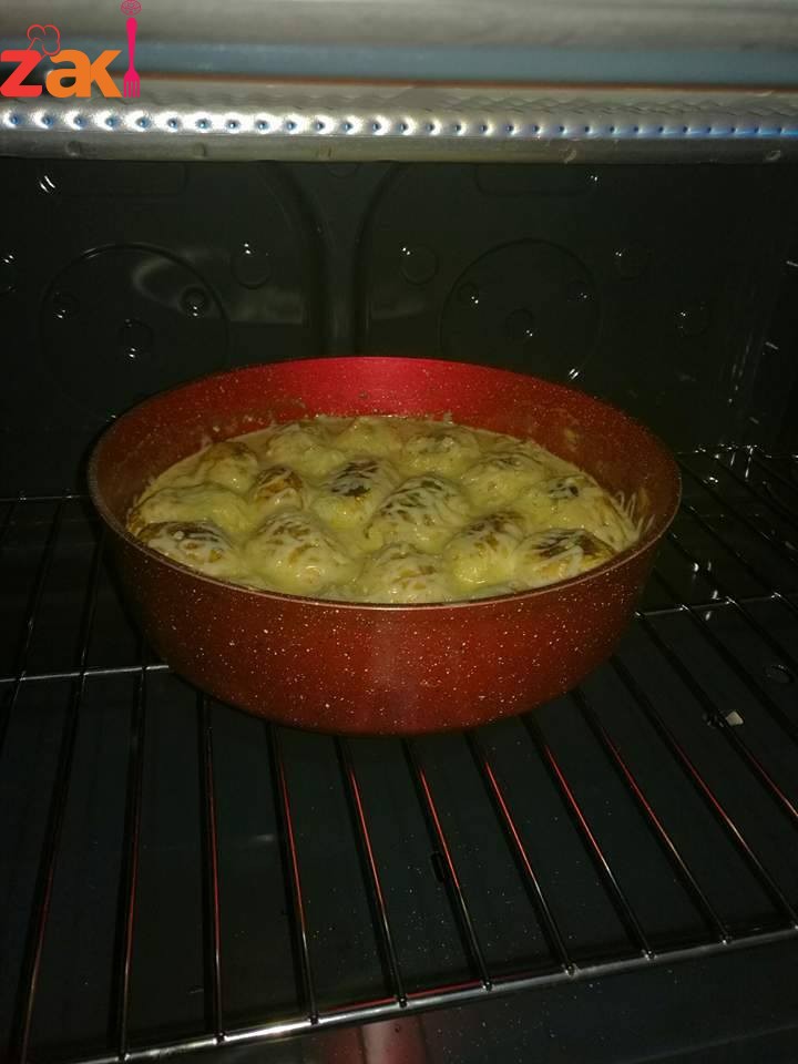 بطاطا محشية باللحم المفروم وكريمة الطبخ والفطر