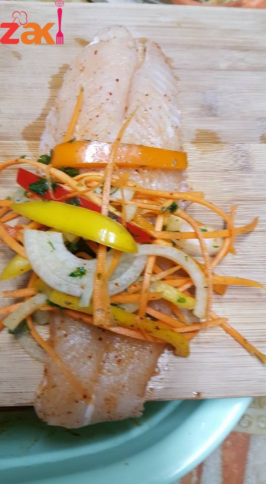 طريقة عمل سمك فيليه محشي خضار 