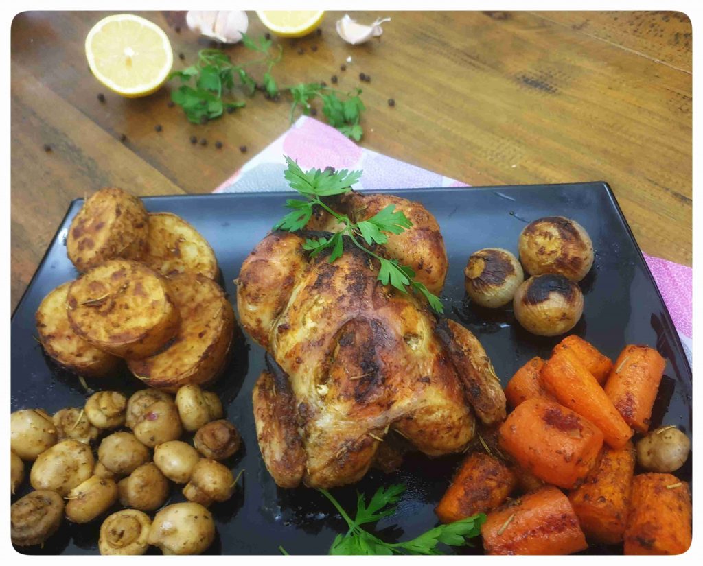 دجاج مشوي ومحمر مع الخضار بالفرن شهييي ولذييييذ من سلسلة ابداعات طم طم ٨
