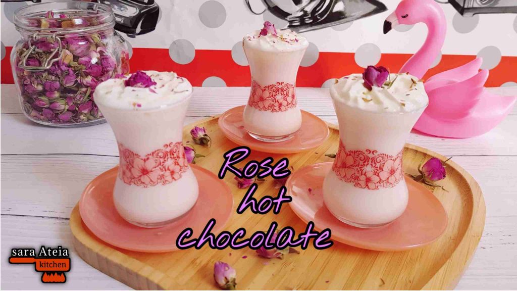 مشروب الشيكولاته الوردى Rose hot chocolate 